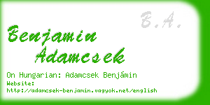 benjamin adamcsek business card